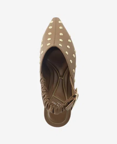 Kenneth Cole Nicola Studded Slingback Mule In Brown Leather