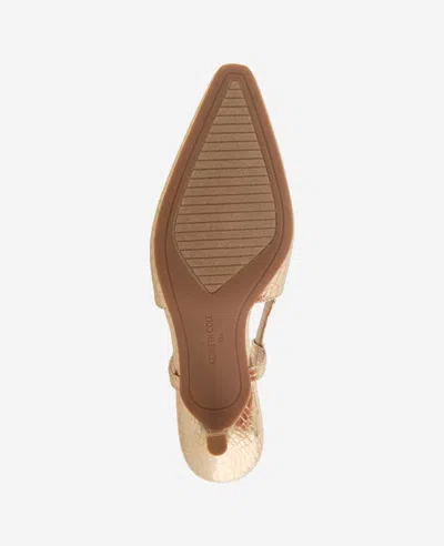 Kenneth Cole Martha Metallic Croco Slingback Kitten Heel In Soft Gold