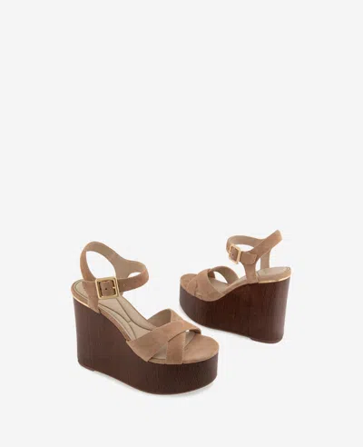 Kenneth Cole Taelyn Platform Wedge Sandal In Sesame Suede