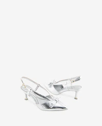 Kenneth Cole Umayra Slingback Pointed Toe Pump In Silver Snake