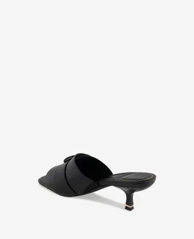 Kenneth Cole Valentina Leather Kitten Heel Slide Sandal In Black Leather