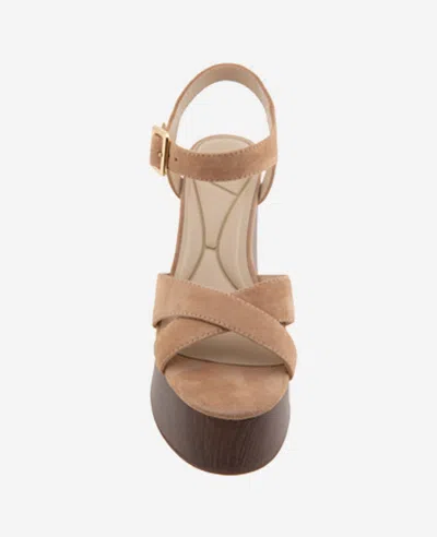 Kenneth Cole Taelyn Platform Wedge Sandal In Sesame Suede