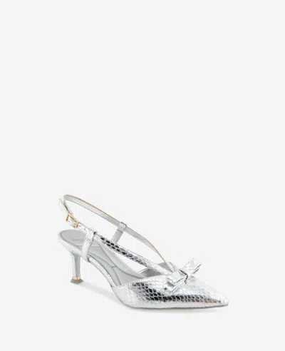 Kenneth Cole Umayra Slingback Pointed Toe Pump In Silver Snake