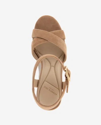 Kenneth Cole Taelyn Platform Wedge Sandal In Sesame Suede