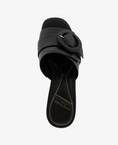 Kenneth Cole Valentina Leather Kitten Heel Slide Sandal In Black Leather