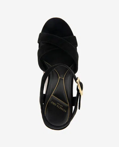Kenneth Cole Taelyn Ankle Strap Platform Wedge Sandal In Black Suede