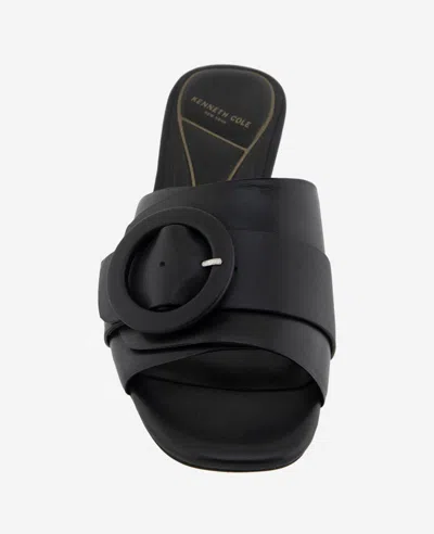 Kenneth Cole Valentina Leather Kitten Heel Slide Sandal In Black Leather