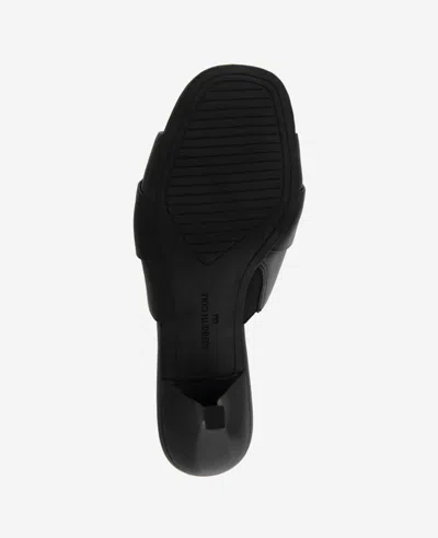 Kenneth Cole Valentina Leather Kitten Heel Slide Sandal In Black Leather