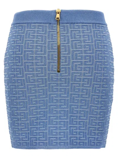 Balmain Pb Monogram Jacquard Mini Skirt