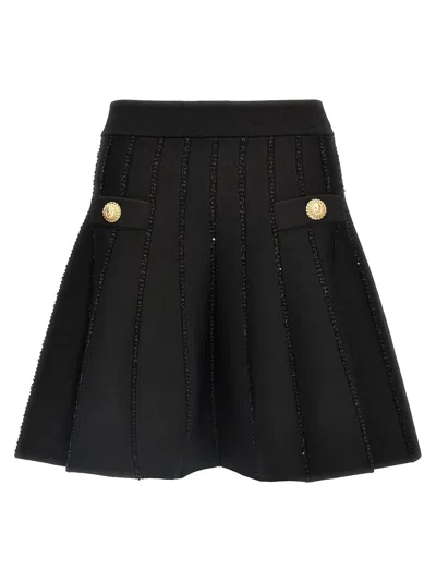 Balmain Sequin-embellished Knitted Mini Skirt