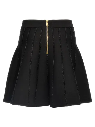 Balmain Sequin-embellished Knitted Mini Skirt