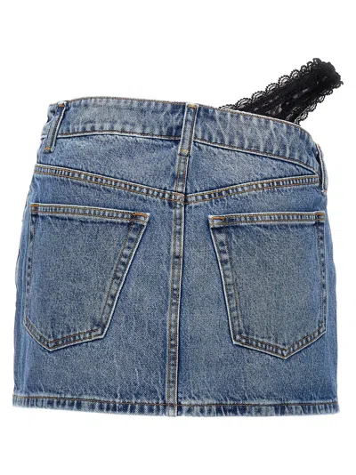 Alexander Wang Dip Side Lace Undie Mini Skirt In Multi