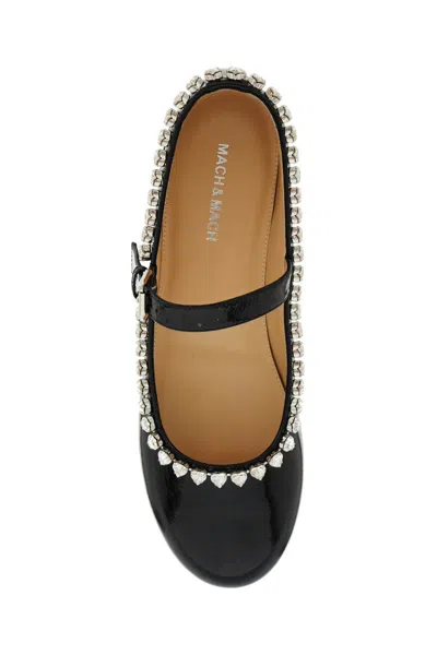 Shop Mach & Mach Audrey Ballet Flats With Heart-shaped Crystals In Black