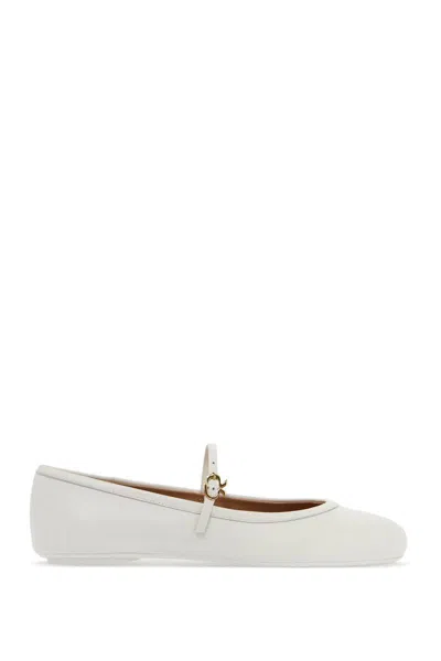 Gianvito Rossi 10mm Carla Soft Leather Ballerina Flats In White