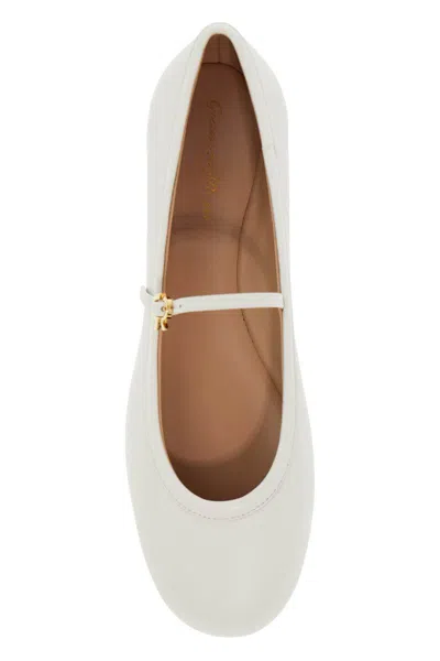 Gianvito Rossi 10mm Carla Soft Leather Ballerina Flats In White