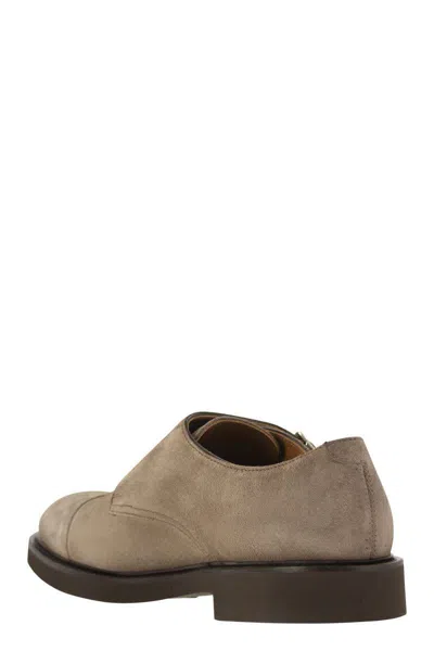 Doucal's Men's Double Suede Buckle Loafer In Beige