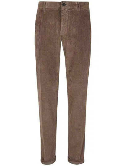 Incotex Ribbed Velvet Trousers In Brown