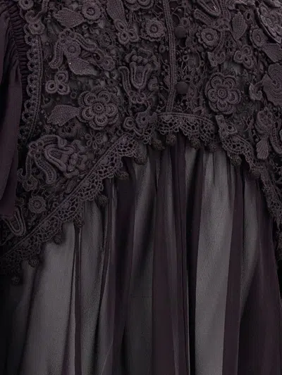 Isabel Marant 'puff Sleeves' Sheer Lace Top With Floral Embroidery In Black