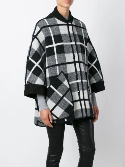 M Missoni Plaid Wool Cape Coat, Black/white In Bianco/nero | ModeSens