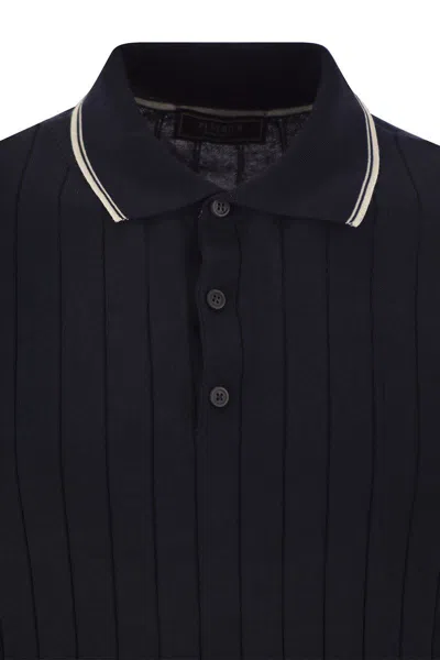 Peserico Men's Polo Shirt In Blue/beige