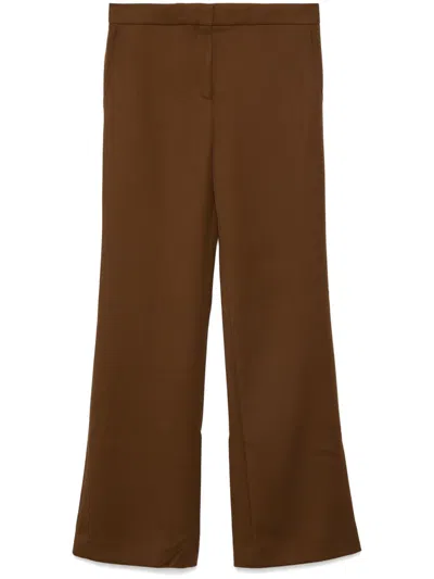Tory Burch Wool Twill Trousers In Mocha Chips