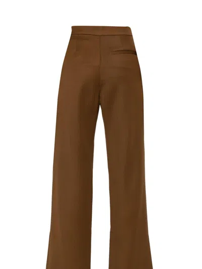 Tory Burch Wool Twill Trousers In Mocha Chips