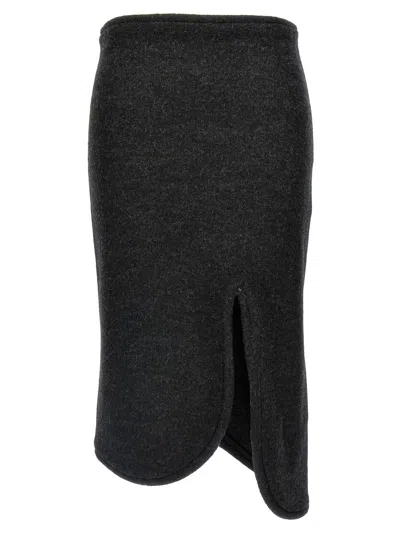 Victoria Beckham Padded Tube Detail Skirt In Gray