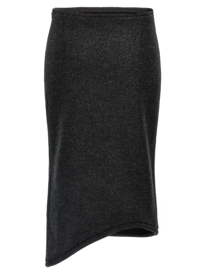 Victoria Beckham Padded Tube Detail Skirt In Gray