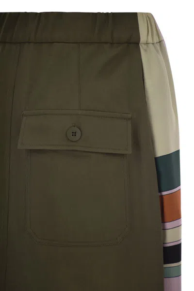 Weekend Max Mara Midi Skirt In Printed Twill And Multicolor Gabardine In Brown