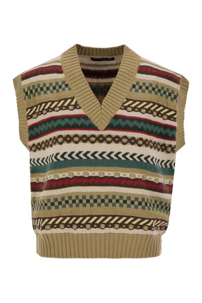 Weekend Max Mara Omens Biscuit Vicino Stripe Cotton-blend Knitted Vest In Beige