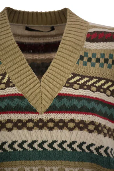 Weekend Max Mara Omens Biscuit Vicino Stripe Cotton-blend Knitted Vest In Beige