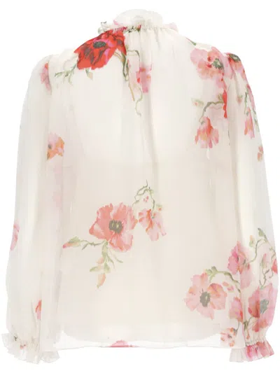 Shop Zimmermann Shirts In Cream/red Floral