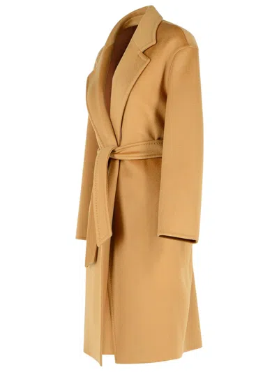 Max Mara Cashmere Coat With Belted Waist And Notched Lapels