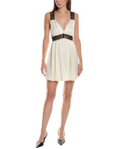 Jl Luxe Lace Trim Mini Dress In White