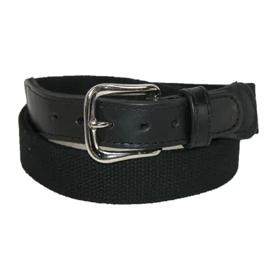 Boston Leather Men's Big & Tall Cotton Web Belt With Leather Tabs In Black