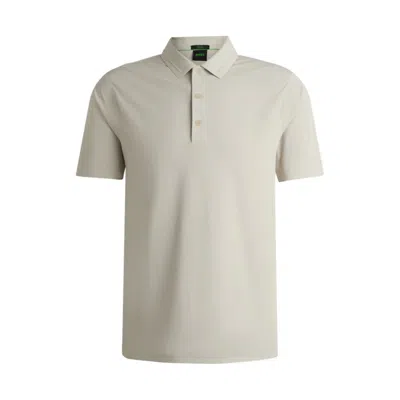 Hugo Boss Mercerized-cotton Slim-fit Polo Shirt With Collar Stripe In Beige