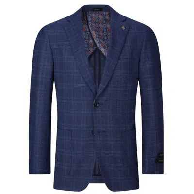 Tom Baine Men Performance Plaid Knit Stretch Sport Coat In Blue