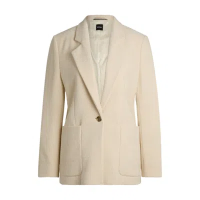 Hugo Boss Relaxed-fit Jacket In Velvet Corduroy In White