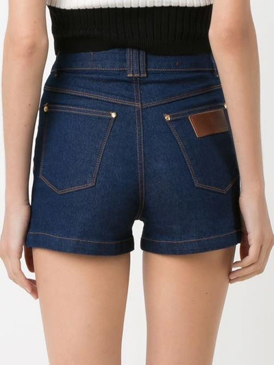 Shop Amapô High Waist Denim Shorts In Blue
