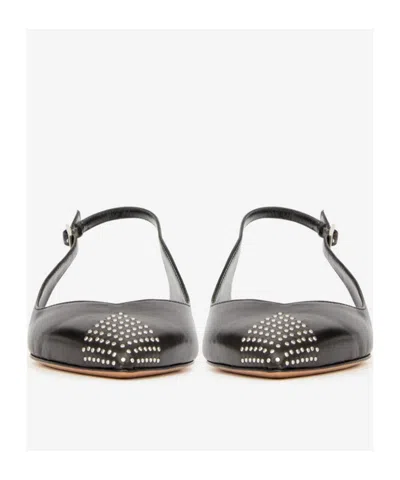 Isabel Marant Branee Leather Slingback Ballet Flat In Black