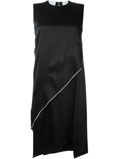 Dkny Asymmetric Layered Dress In Black/chalk