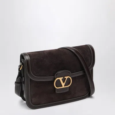 Valentino 9to5 Medium Suede Shoulder Bag In Brown