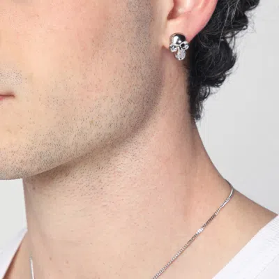 Alexander Mcqueen Alexander Mc Queen Skull Earring In Palladium In Metal