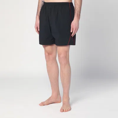 Balenciaga Rainbow Logo Elastic Waist Mesh Swim Shorts In Black