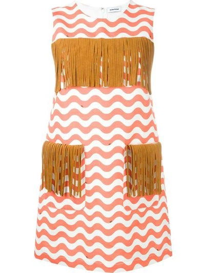 Shop Au Jour Le Jour Zigzag Detail Fringed Dress - Red