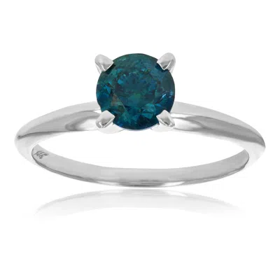 Vir Jewels 1 Cttw Igi Certified I1 Clarity Blue Diamond Solitaire Ring 14k White Gold