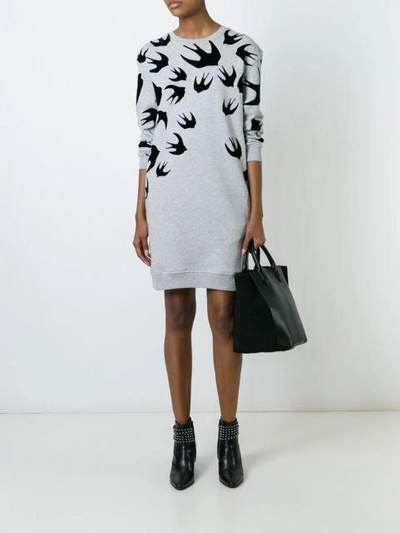 Shop Mcq By Alexander Mcqueen Mcq Alexander Mcqueen 'swallow' Sweatshirt Dress - Grey