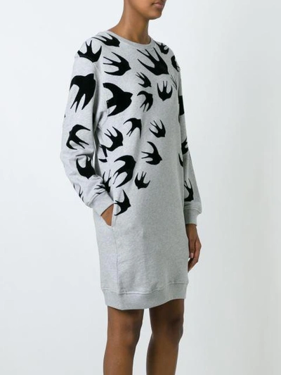 Shop Mcq By Alexander Mcqueen Mcq Alexander Mcqueen 'swallow' Sweatshirt Dress - Grey