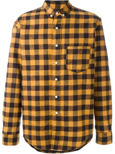 Palm Angels Gingham Check Shirt In Orange