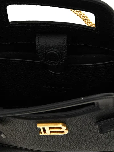 Balmain Structured Small B-buzz Handbag In Calf Leather In Black